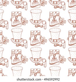 Tear off calendar, on March 17 day seamless pattern.