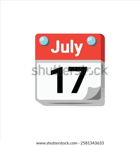 Tear off the calendar sheet. 17 march is the date of the calendar. Off date. Vector illustration. 