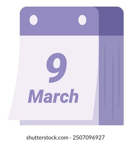 Tear off calendar showing the date 9 march, for keeping track of appointments