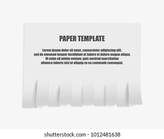 Tear off stripes of paper sheet. Street advertisement template with copy space template isolated on white background. Tear off paper notice on the wall.