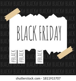 Reißen Sie die Streifen des Papierblattes ab. Black Friday-Banner