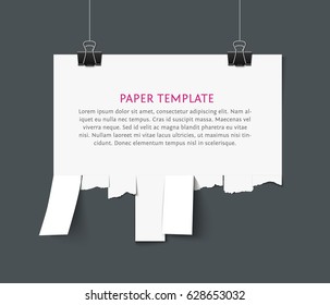 Tear Off Stripes Of Paper Sheet. Street Advertisement Template With Copy Space Template. Tear Off Paper Notice On The Wall. Take Away Pia