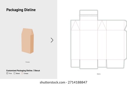 Tee Open Carton Box Packung Dieline Vorlage
