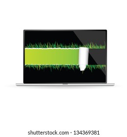 tear paper with grass vector illustration