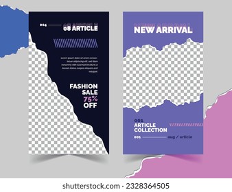 Tear Paper Scrap Social Media Post Stories with Girlie Color and Urban Style  