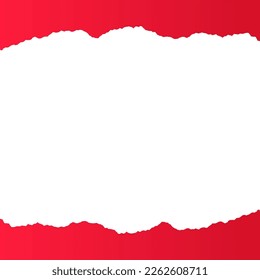 Reißen Sie das rote Papier in der Mitte von unten und oben. Papierdesign-Vorlagenvektor
