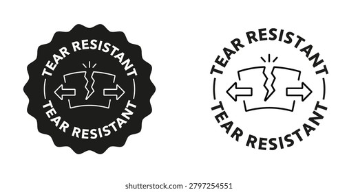 Tear Resistant stamp for material feature. Editable icon.