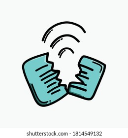 Tear sheet color vector icon. Drawing sketch illustration hand drawn line.