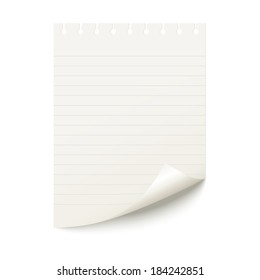 Tear sheet from a notebook line on a white background.
