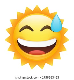 Tear Sun Emoji Icon Illustration. Happy Sweat Vector Symbol Emoticon Design Vector.