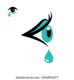 Tear vector icon isolated on white background. Eye icon or logo