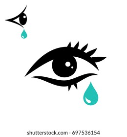 Tear vector icon isolated on white background. Eye icon or logo