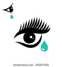 Tear vector icon isolated on white background. Eye icon or logo