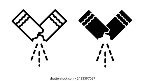 Tearable Sweetener Pouch Line Icon. Sugar Dispensing Envelope Icon in Black and White Color.