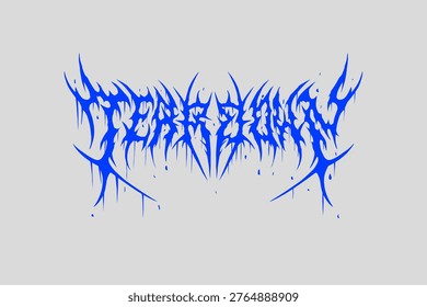 Teardown typography vector in a slamming death metal logo style. Sharp, aggressive thorny lines for band branding and edgy streetwear art