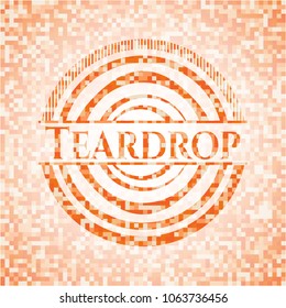 Teardrop abstract orange mosaic emblem