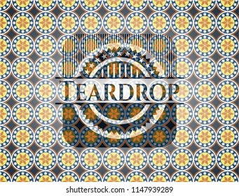 Teardrop arabic emblem background. Arabesque decoration.
