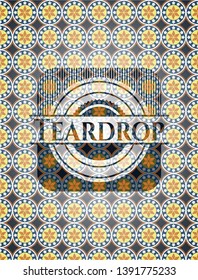 Teardrop arabic emblem background. Arabesque decoration.