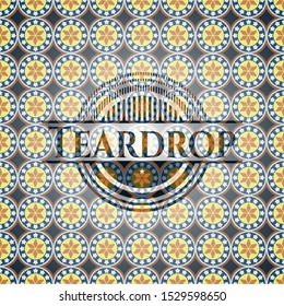 Teardrop arabic emblem background. Arabesque decoration.