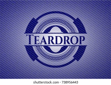 Teardrop badge with denim texture