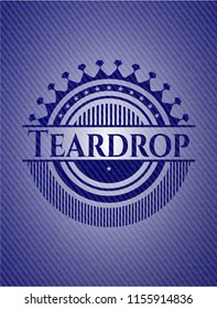 Teardrop badge with jean texture
