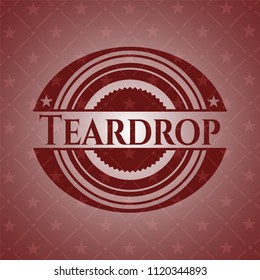 Teardrop badge with red background
