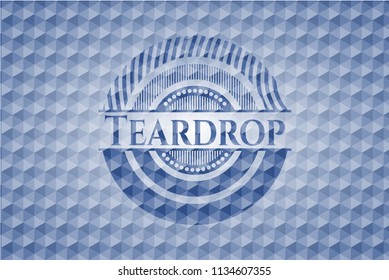Teardrop blue polygonal emblem.