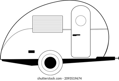 Teardrop Camper Trailer,  Icon Symbol Vector Illustration Background