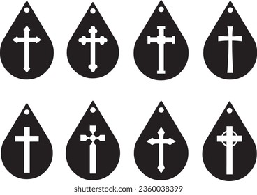 Teardrop Earring Crosses Vector Graphic Pack