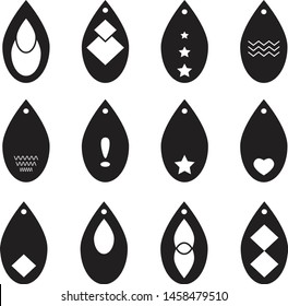 teardrop earrings icon on white background. flat style. earrings template icon for your web site design, logo, app, UI. laser cut pendant symbol. tear drop sign. 