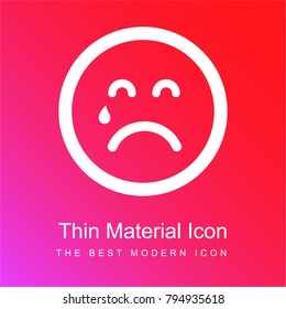 Teardrop falling on sad emoticon face red and pink gradient material white icon minimal design