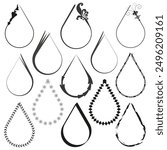 Teardrop frame collection. Decorative teardrop borders. Black and white vector. Artistic frame set.