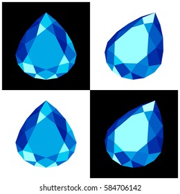 teardrop gemstone with flat color, no gradients, no transparency