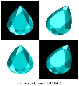 Teardrop Gemstone With Flat Color, No Gradients, No Transparency