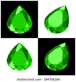 teardrop gemstone with flat color, no gradients, no transparency