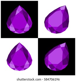 teardrop gemstone with flat color, no gradients, no transparency