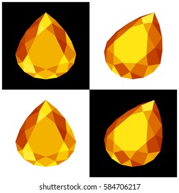 teardrop gemstone with flat color, no gradients, no transparency