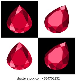 teardrop gemstone with flat color, no gradients, no transparency