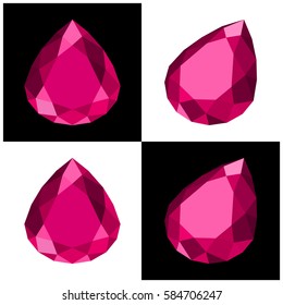 teardrop gemstone with flat color, no gradients, no transparency