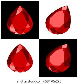 teardrop gemstone with flat color, no gradients, no transparency