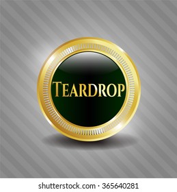 Teardrop gold shiny badge