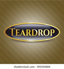 Teardrop golden emblem or badge