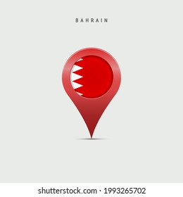 Teardrop map marker with flag of Bahrain. Bahraini flag inserted in the location map pin. Vector illustration isolated on light grey background.