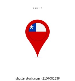 Teardrop map marker with flag of Chile. Chilean flag inserted in the location map pin. Flat vector illustration isolated on white background.