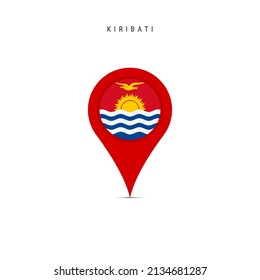 Teardrop map marker with flag of Kiribati. Republic of Kiribati flag inserted in the location map pin. Flat vector illustration isolated on white background.