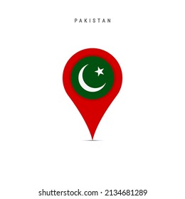 Teardrop map marker with flag of Pakistan. Pakistani flag inserted in the location map pin. Flat vector illustration isolated on white background.