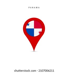Teardrop map marker with flag of Panama. Panamanian flag inserted in the location map pin. Flat vector illustration isolated on white background.