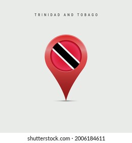 Teardrop map marker with flag of Trinidad and Tobago. Republic of Trinidad and Tobago flag inserted in the location map pin. Vector illustration isolated on light grey background.