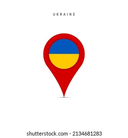 Marcador de mapa de lágrimas con bandera de Ucrania. Bandera ucraniana insertada en el pin del mapa de ubicación. Ilustración vectorial plana aislada en fondo blanco.