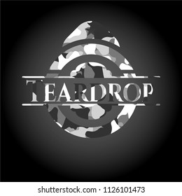 Teardrop on grey camo texture